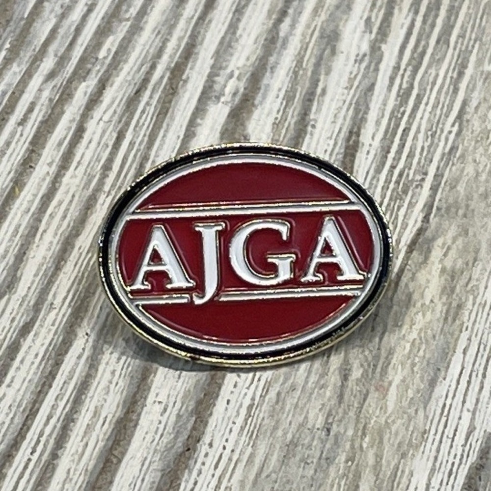 AJGA American Junior Golf Association Oval Red Enamel Gold Tone Lapel Pin